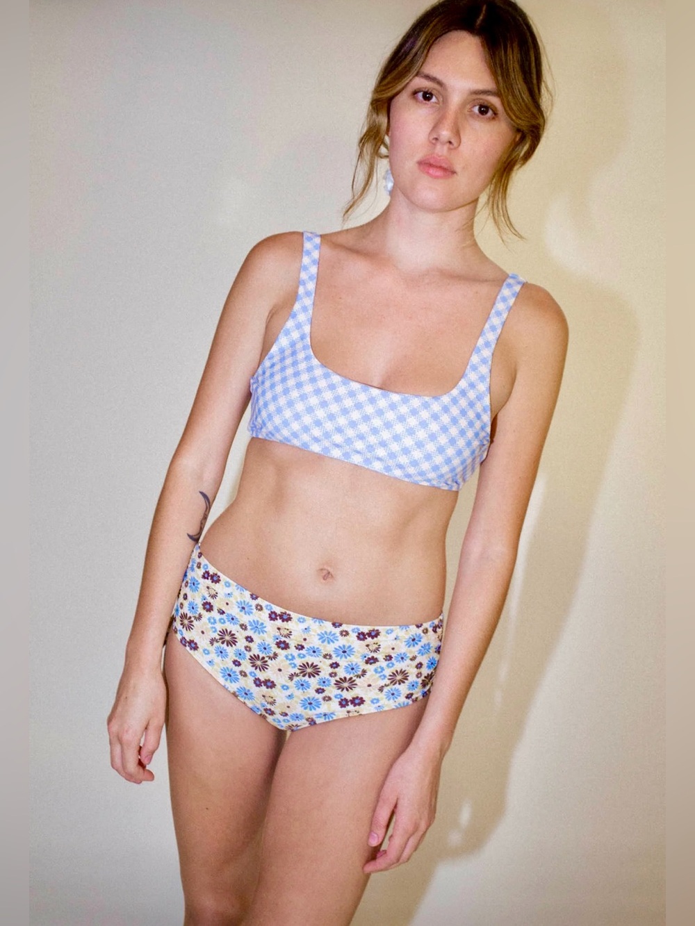 No. 6 Store Powder Blue Gingham Ursula Bikini Top